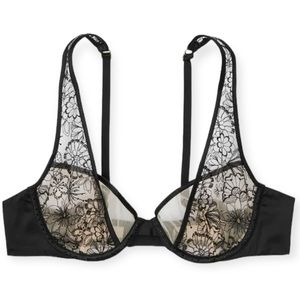 Victoria's Secret Very Sexy Embroidered Unlined Bra Size 32D Crystals Lace
